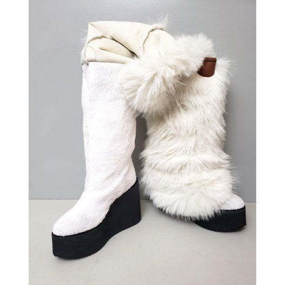 Free People Cream Furry Heeled Boots - Picture 6 of 6